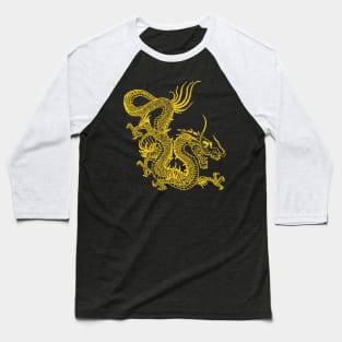 Yellow Chinese Dragon Baseball T-Shirt